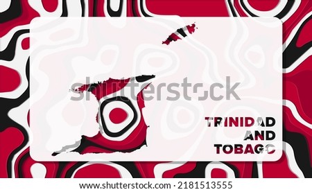 Trinidad and Tobago Map with Paper Cut Waves Background Shape perfect for Greeting Card, Desktop Wallpaper, and Banner