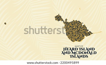 Art Deco Vintage Style Map of Heard Island And McDonald Islands in Tiger Pattern perfect for Logo, Poster, Postcard, and Stamp.