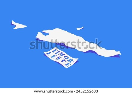 Paper Curl Stylized of Timor-Leste Map with Shadow isolated on Blue Background.