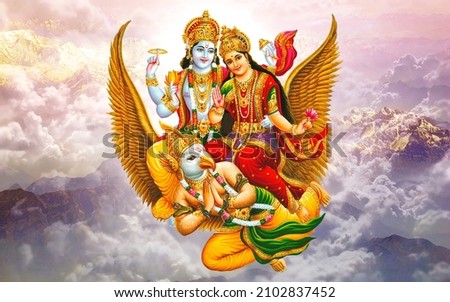 
Lord vishnu and lakshmi Hindu God and clouds wallpaper Сток-фото © 