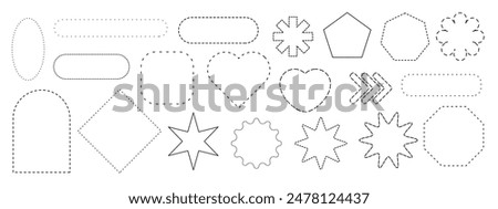 Set of Various Dotted Line Shapes Including Hearts, Stars, and Geometric Figures