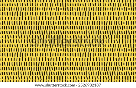 Simple small dash seamless pattern. Vector wallpaper with spots texture on yellow background.