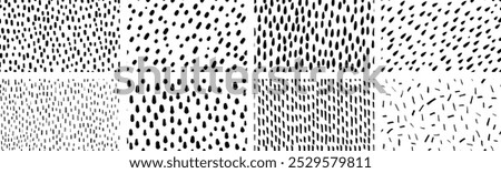 Set of simple small dash backgrounds. Vector seamless pattern with hand drawn sprinkles