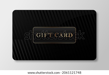 Minimal black gift card design template with stripes. Eps 10 vector