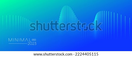 Abstract gradient blue background with wavy lines. Minimal design template. Vector, 2022-2023