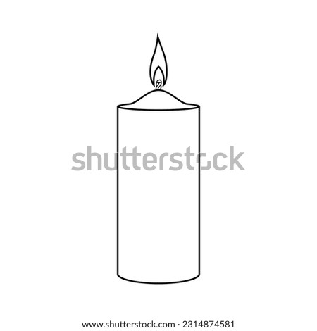 Icon of a burning wax candle on a white background. Vector image.