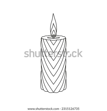 Icon of a burning wax candle on a white background. Vector image.