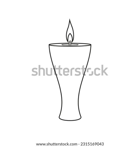 Icon of a burning wax candle on a white background. Vector image.