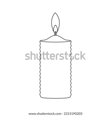 Icon of a burning wax candle on a white background. Vector image.