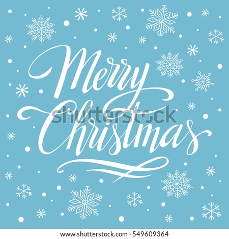 Merry Christmas, Hand Written Lettering, Template For Greeting Card, Invitation, Banner. Stock