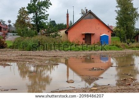 Similar – Image, Stock Photo Reflection of some dwellings in a shop window with inscription a vendre