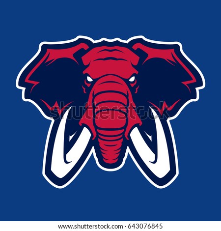 Elephant vector mascot. Head of African elephant. Emblem design for sport team.