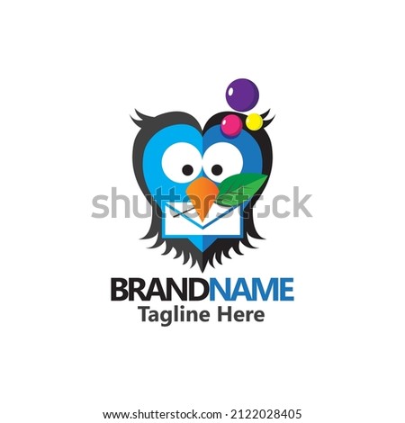 The concept of this logo is to combine envelope and owl who is eating leaves and three ballon as idea or creativity. Logos can be used for various business especially mailing and technology business