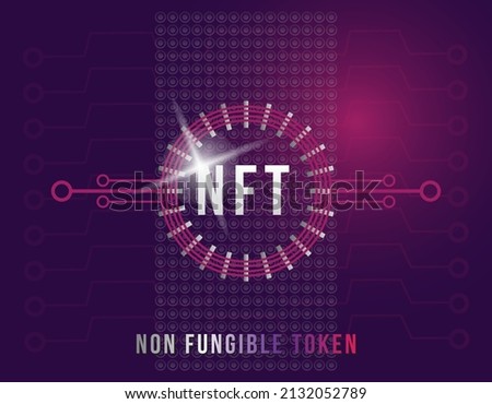 NFT background. Non fungible tokens with glitter effect in neon style. Vector illustration design. Stok fotoğraf © 