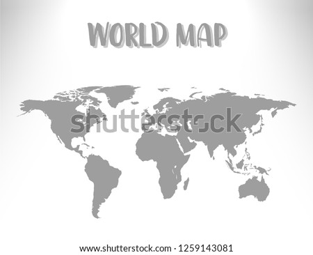 World map vector illustration isolated on white background with shadow.