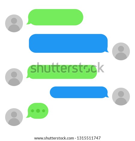 Short message service bubbles with place for text chat text boxes. Empty messaging bubles. 