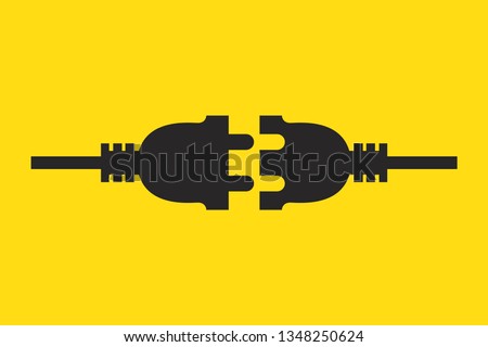 Wire plug icon. Vector illustration. Wire plug in flat design. Concept of connection and disconnection of the electricity.