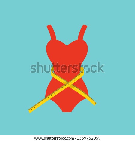 Concept slimming symbol weight loss. Silhouette of sport girl with slender figure, which is engaged in sports. Vector.