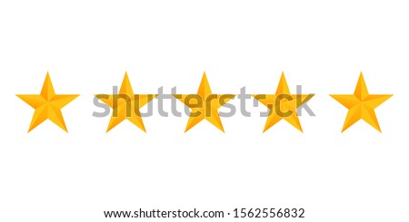 Stars rating icon set. Gold star icon set isolated on a white background. Five stars customer product rating review flat icon for apps and websites.