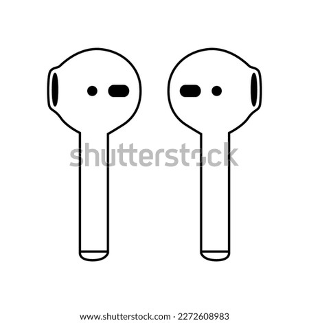 Pair of new wireless earbud headphones line art vector icon for apps and websites. Air pods, airpods.