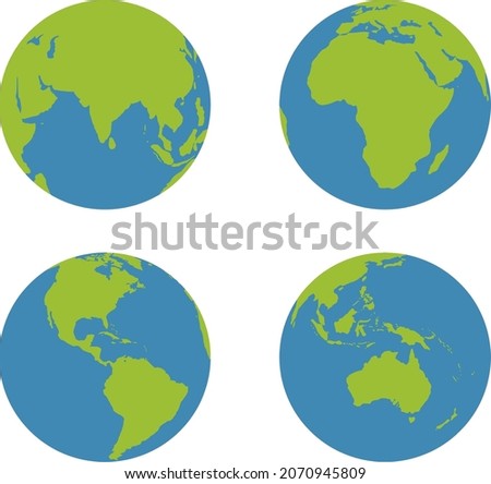 Vector illustration of earth showing India, America, Africa and Australia.
