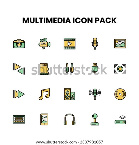 Multimedia Filled Outline icon pack