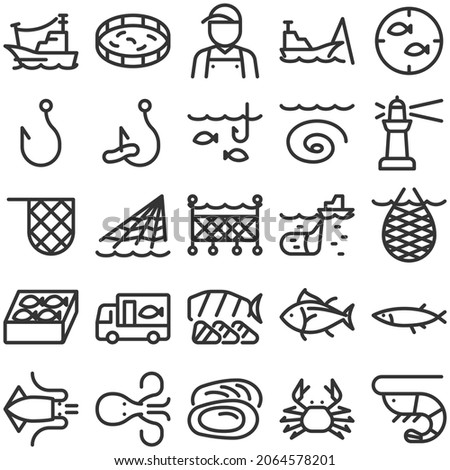 25 icons set for fisheries