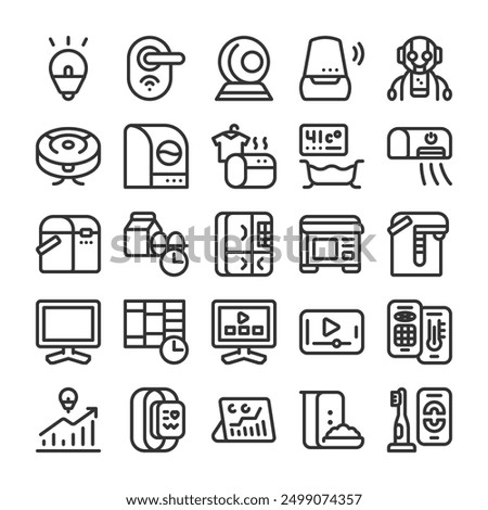 Smart home appliances IoT icon set