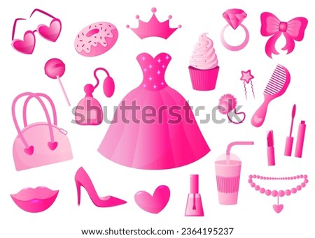 Barbicor pink set. Set of clothes and accessories in the style of the 2000s.