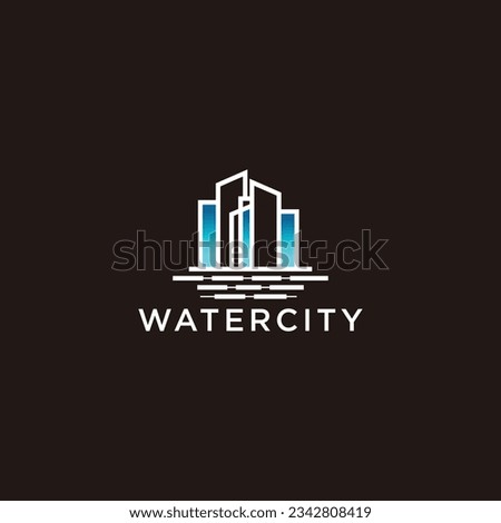 watercity logo with icon Logo Design Vector