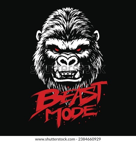 gorilla beast mode vector graphic black and white, perfect for sticker ,tshirt and merchandise	
