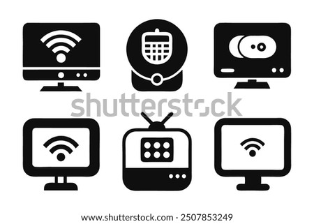 A set of vector icons representing various smart devices, including phones, tablets, and smart watches. Perfect for use in technology designs, digital projects, and modern content