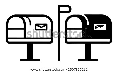 A set of vector icons depicting different styles of mailboxes. Suitable for use in postal services designs, communication projects, and delivery-related content