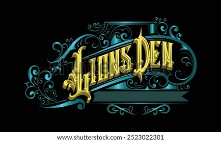 LIONS DEN lettering custom style design