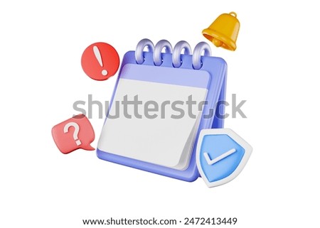 3D calendar icons mark the date and time for event meeting reminders. Calendar with 3D clock for appointments, due dates, vacation planning. 3d alarm clock illustration