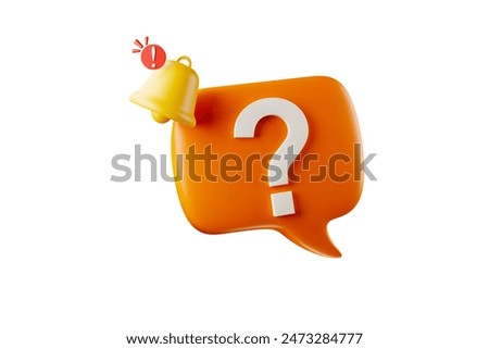 3D rendering of suspicious alert icon with question mark in the icon