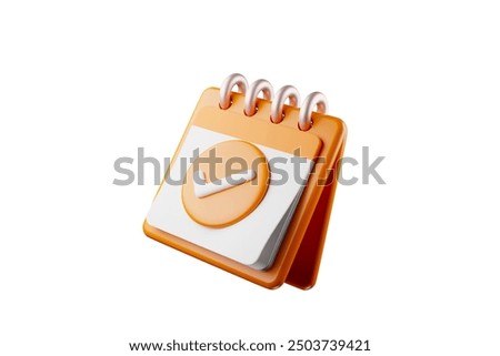 3D calendar icon showing date and time for meeting reminders. Calendar with 3D check mark for appointments, due dates, holiday planning. 3D calendar illustration.