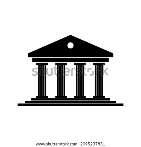 Greek temple. Icon of roman parthenon. Ancient building with columns color editable