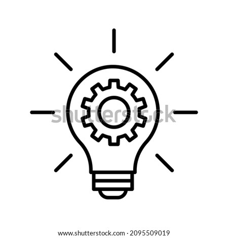 innovation icon. Light bulb and cog inside. Premium quality graphic design elemen color editable