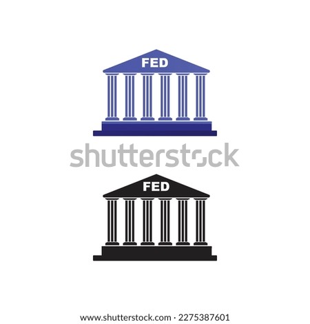 FED , federal reserve bank classic building with title fed. Central bank and national financial institution in the united states of america usa , vector illustration for web mobile  