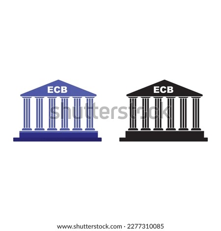 ecb european central bank, cllassic building with text ECB. EU national financial institution in the european union vector illustration for mobile banking,finance bank rxchange cash machine