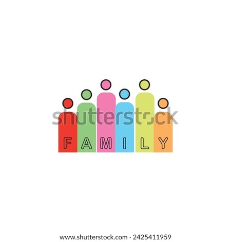 Popular Unity Vector icon minimalist logo illustration, Multi-ethnic Group of People Community, Unity, Friendship and Solidarity. people family diversity colorful  icon vector illustration design