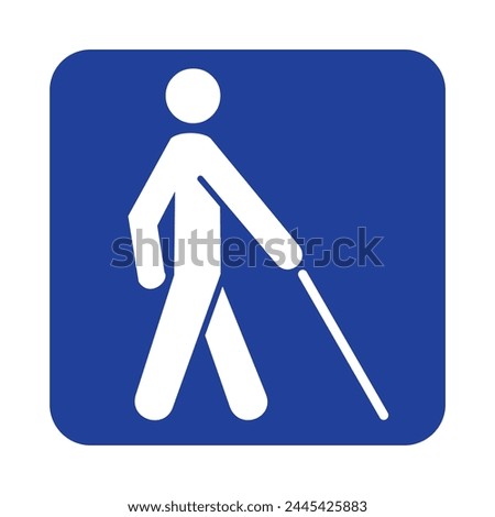 sign of blind person crossing warning,  exit sign  road symbol sign, , Highlight Where Services or Assistance for The Partially Sighted Low Vision,  or Blind Persons, vector illustration design