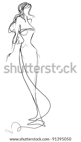 Vector Background With The Beautiful Young Woman In Bikini - 91395050 ...