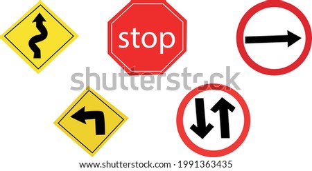 Art with five vectorized traffic signs icons.
