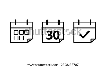Calendar flat icons in different formats. Vector illustration of specific day calendar icon marked day 30.