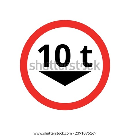 Flat vector illustration of road signs, maximum total gross weight allowed.