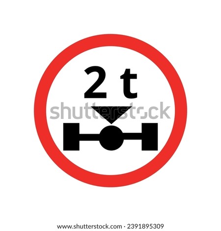 Flat vector illustration of traffic signs, maximum gross weight allowed per axle.
