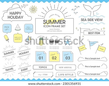 Pop summer icon illustration frame set