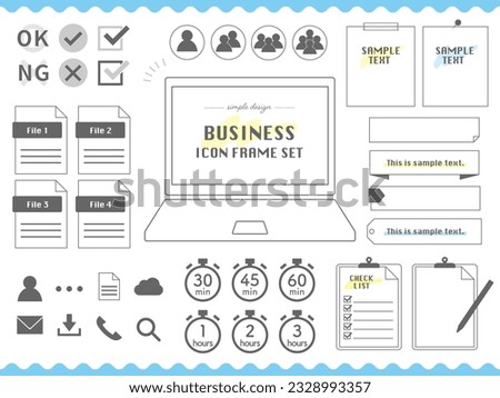 business work icon and frame set